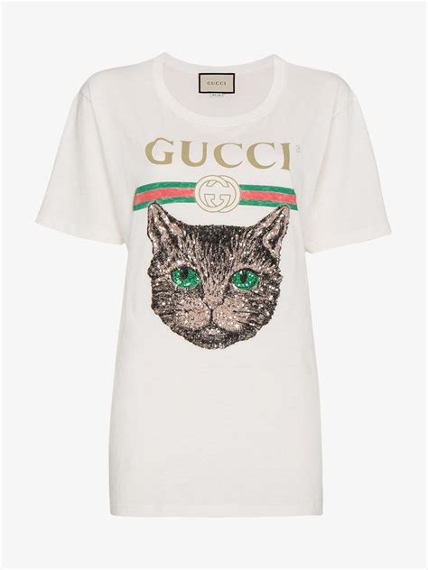 gucci logo t shirt with mystic cat|Gucci ace angry cat.